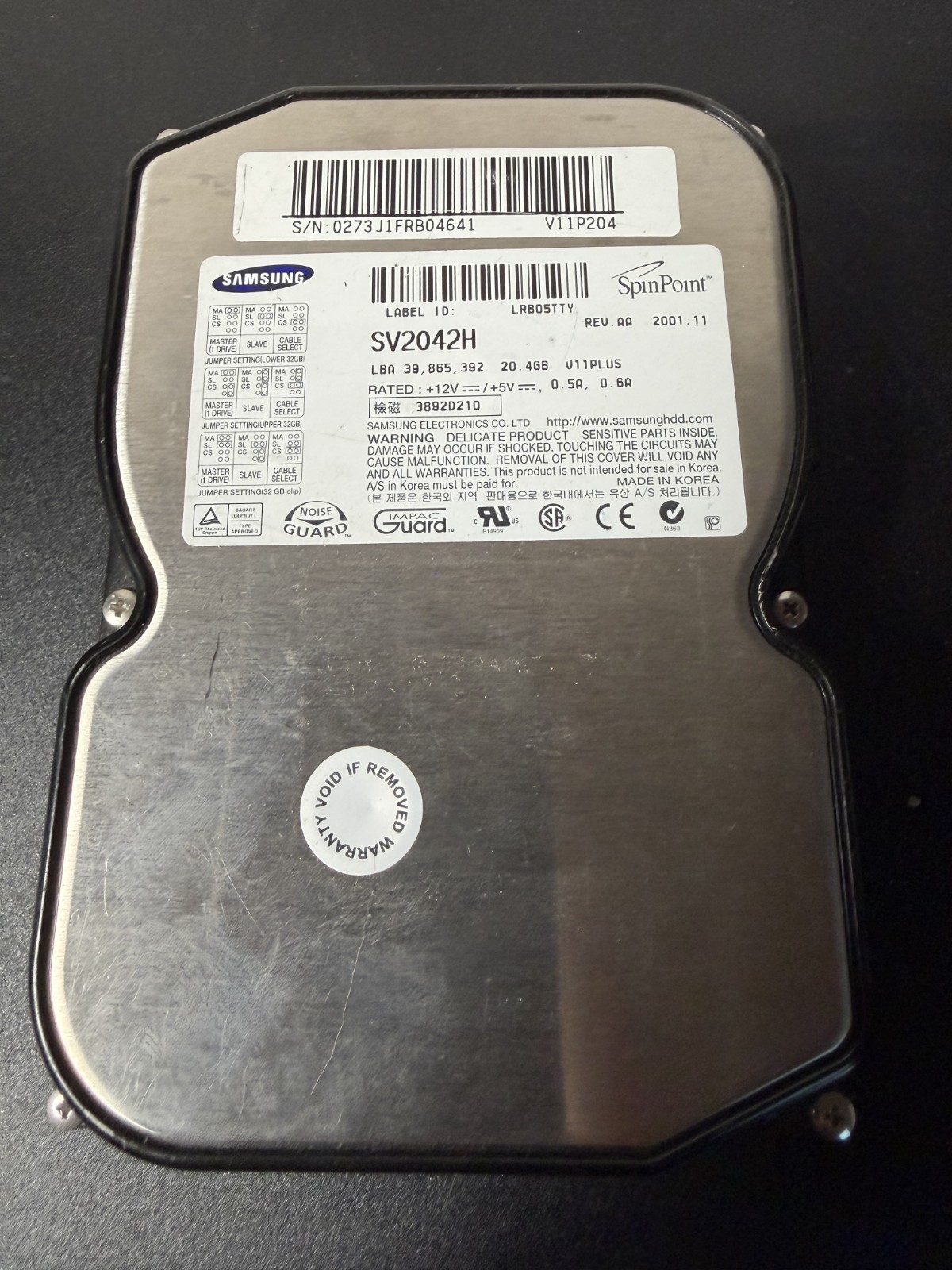 Samsung SpinPoint  SV2042H 20.4GB 3.5" IDE Hard Drive Tested #2
