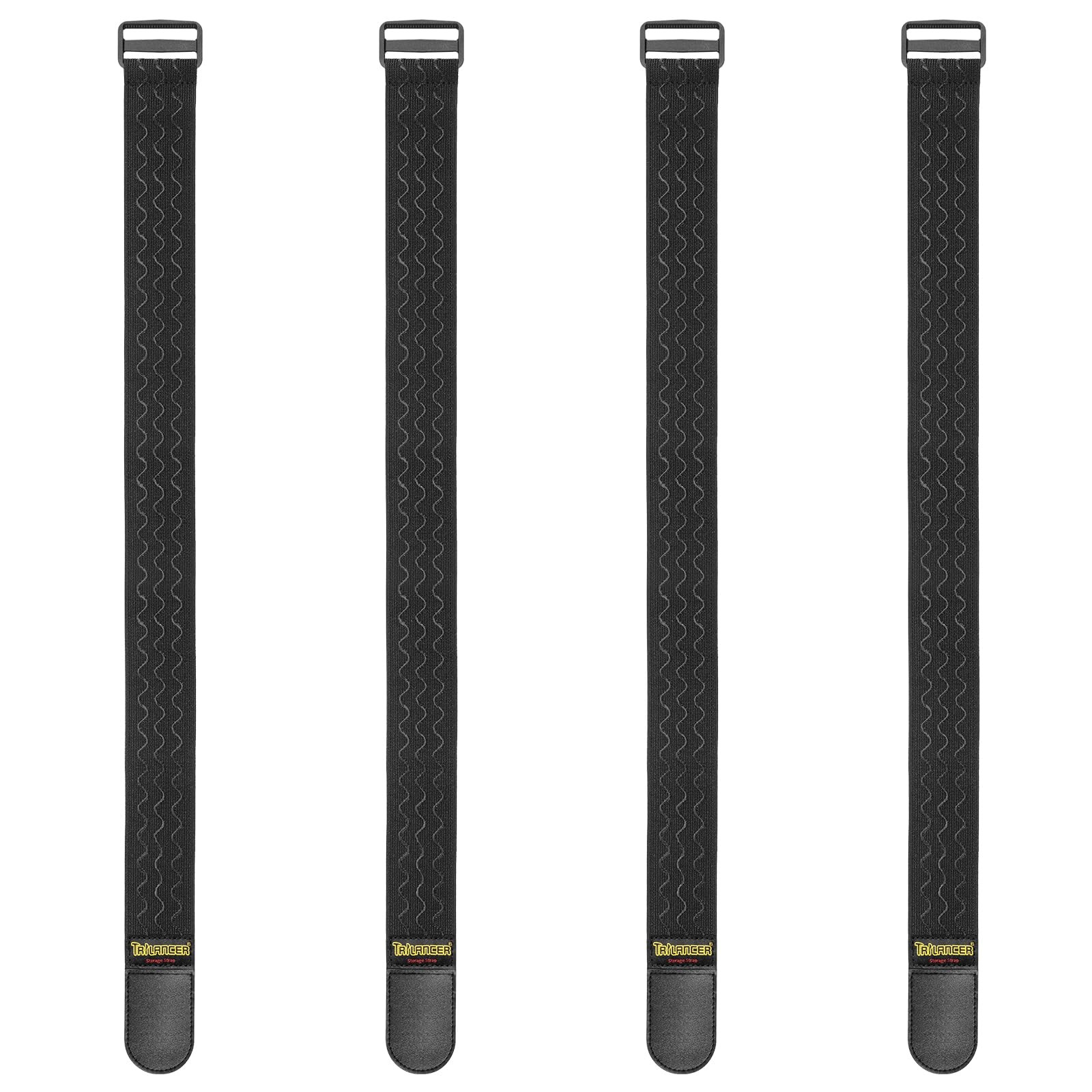 Trilancer Elastic Cinch Straps with Anti-Slip Strips, 24"(4 pcs), Black