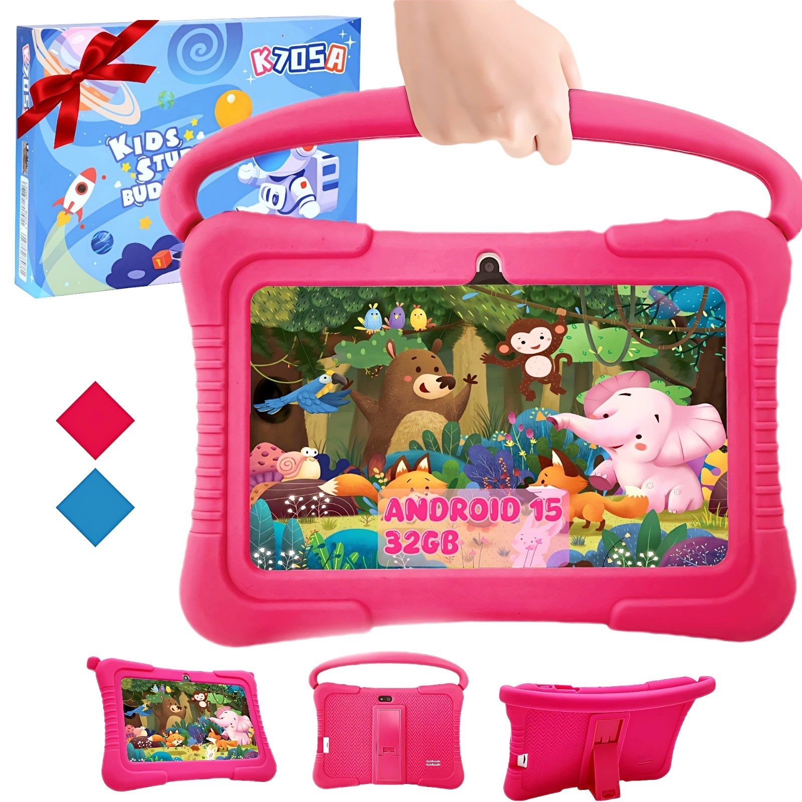 7 Inch Android 15 with Parental Control, 3+32GB Storage Learning Tablet for Kids