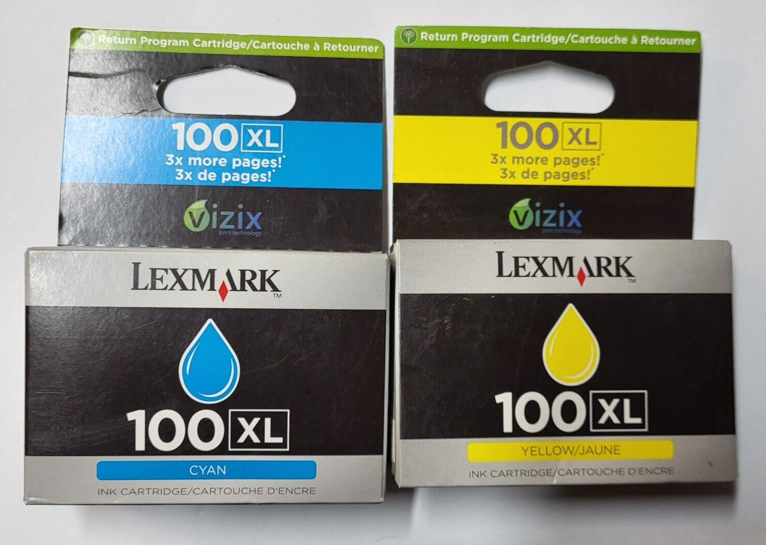 New Lexmark High Yield 100XL Cyan & Yellow ink Printer Cartridge OEM Lot