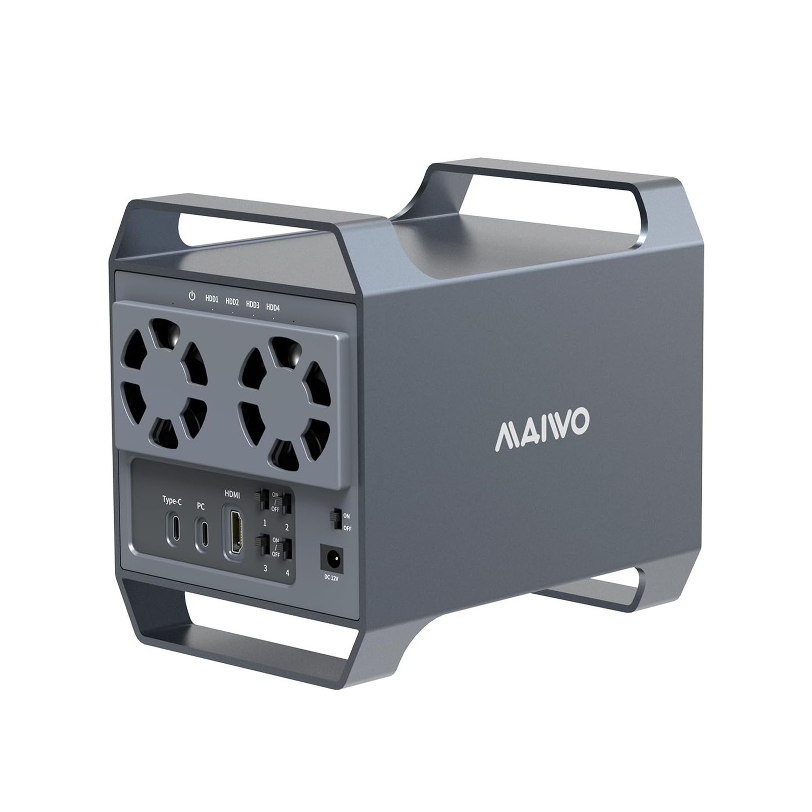 MAIWO 4 Bay 3.5" SATA Hard Drive Enclosure with 2 Cooling Fans, USB C HDD Enc...