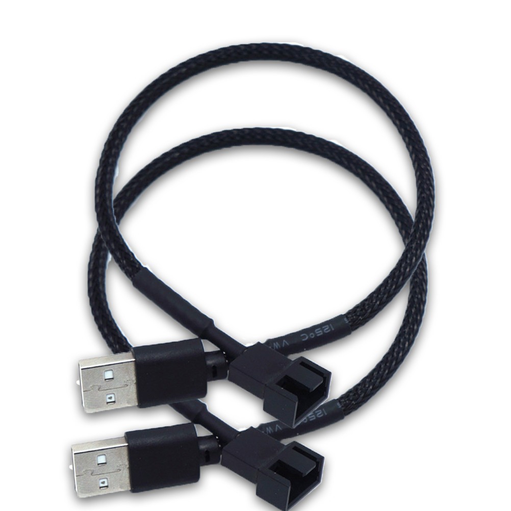 3Pcs Reusable Adapter Cable for Fan USB Male to 4 Pin Fan Connect Wire Black