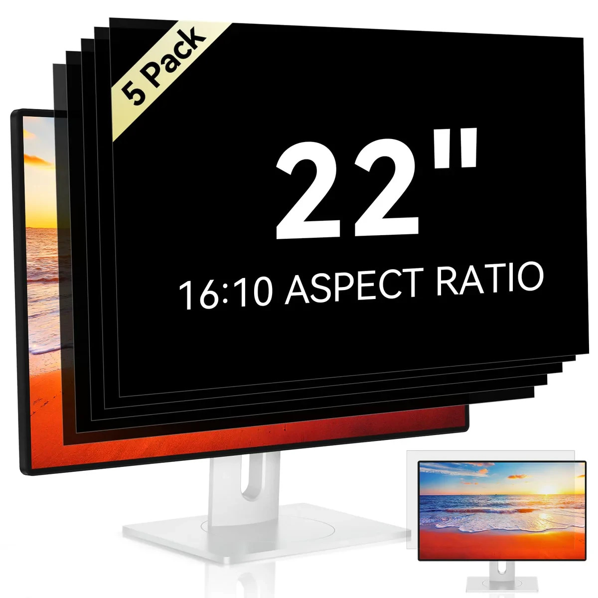 Mamol 22in Privacy Screen Filter 5 Pack 16:10 Anti Glare Monitor Protector