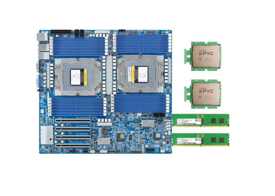 Gigabyte MZ73-LM0(rev. 2.0)+2x AMD EPYC Bergamo SP5 ZEN4 9754+64gb RAM+Tested OK