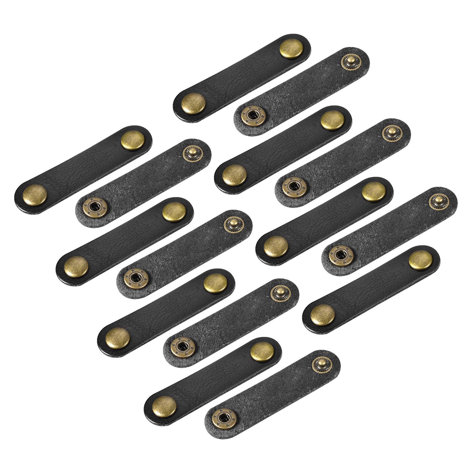 15 Pcs Leather Cable Straps Cord Organizer 63x16mm Black