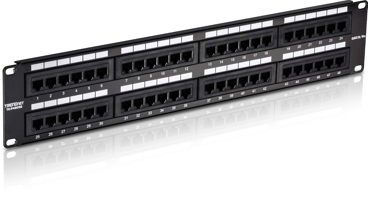 High-Speed 48-Port Cat5e Patch Panel - NDAA Compliant for Networking Excellence