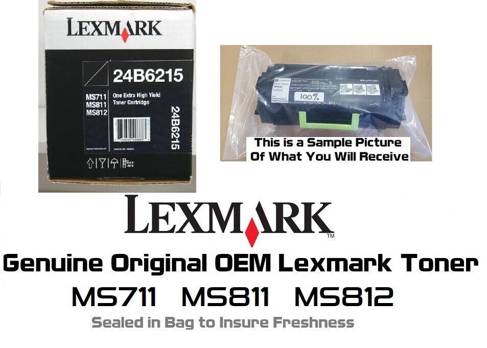 Mostly New Genuine Lexmark 24B6215 Toner MS711 MS811 MS812 SEALED BAG 65%