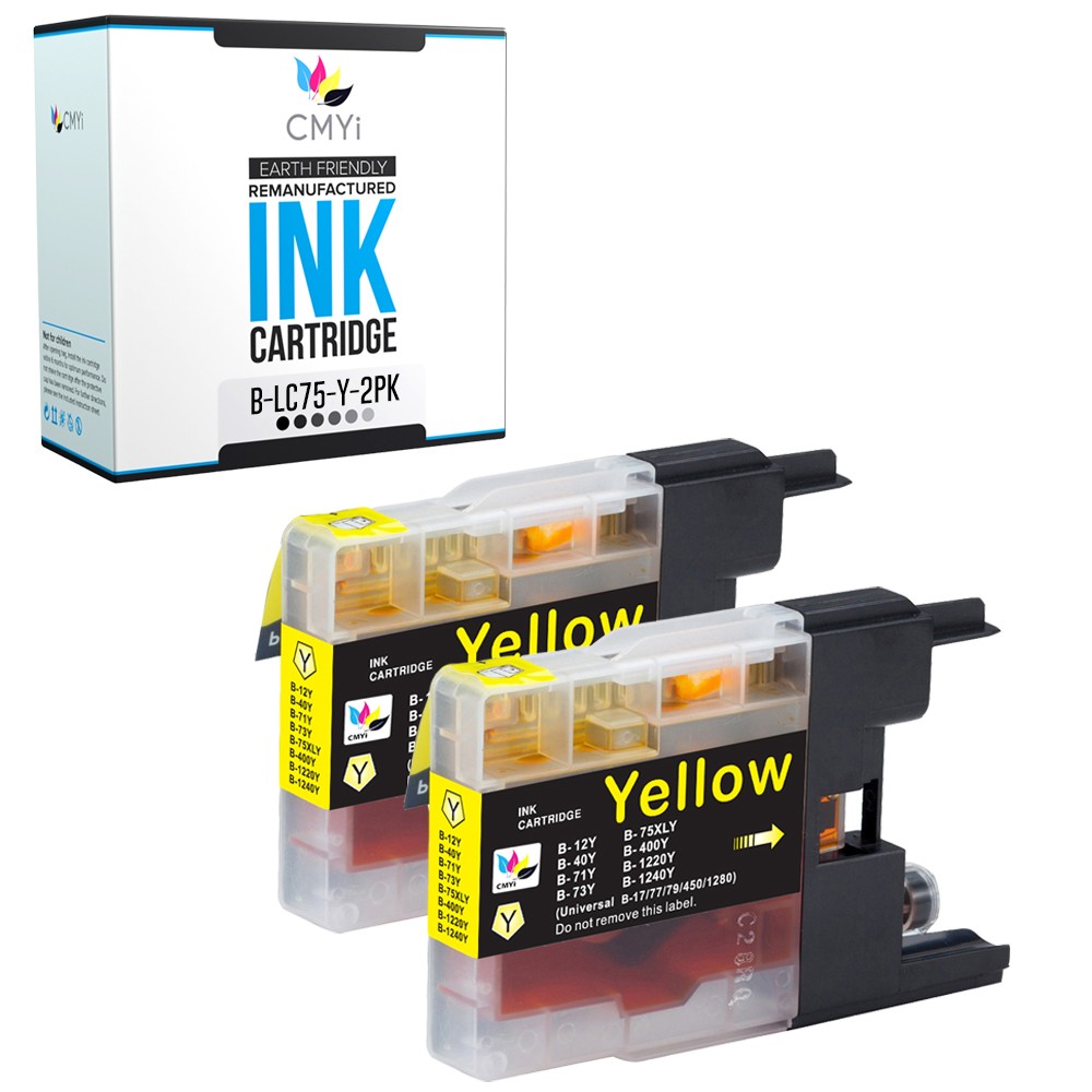 2-Pack Compatible LC75Y Ink Cartridges fits Brother MFC-J6710DW J6910DW J825DW