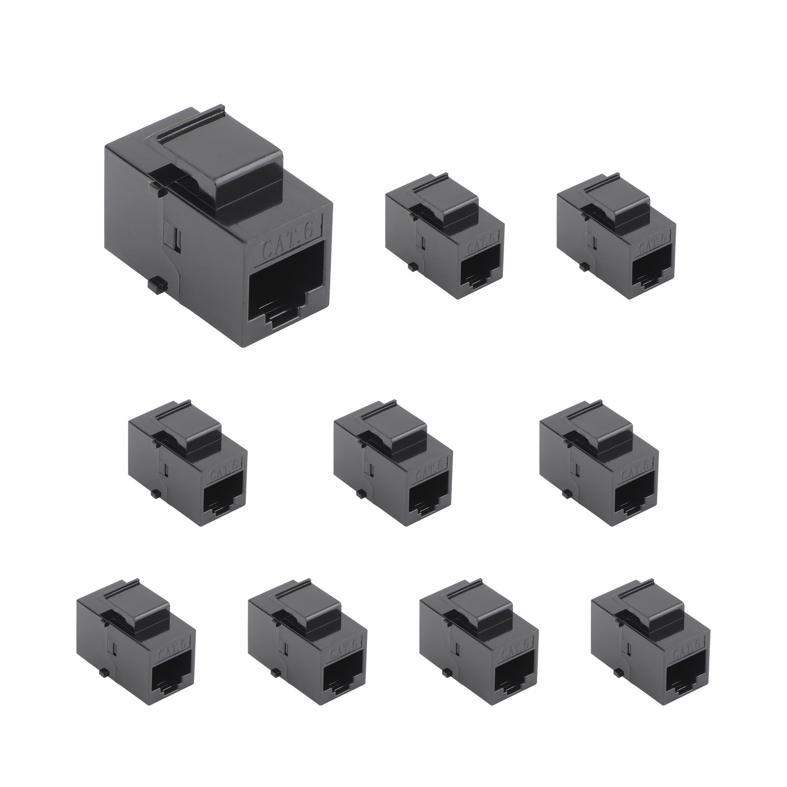 10 Pack  CAT6 Coupler Keystone RJ45 Female Snap-In Jack Insert