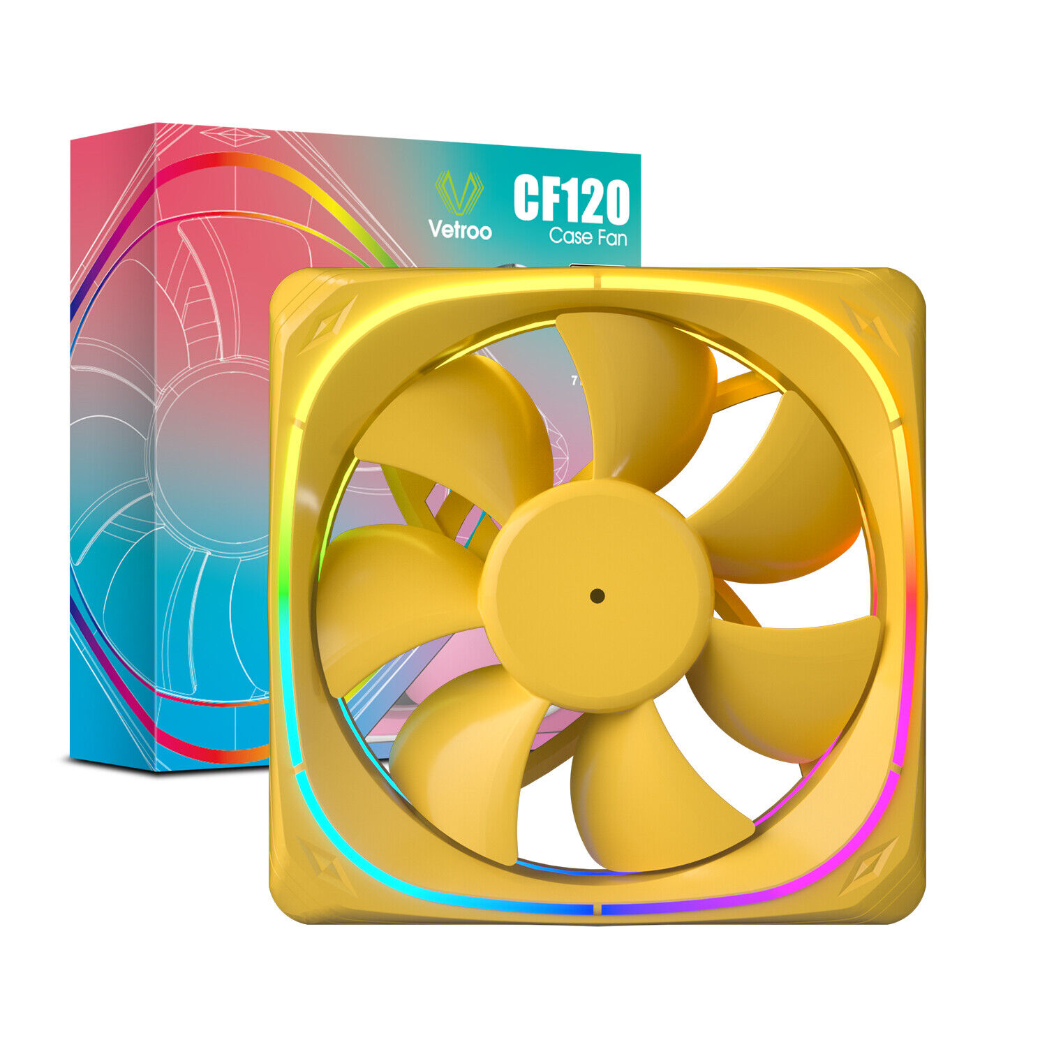 1-3-5 PCS Yellow 120mm Case Fan 5V 3 PIN Addressable RGB MB Sync PC Cooling Fan