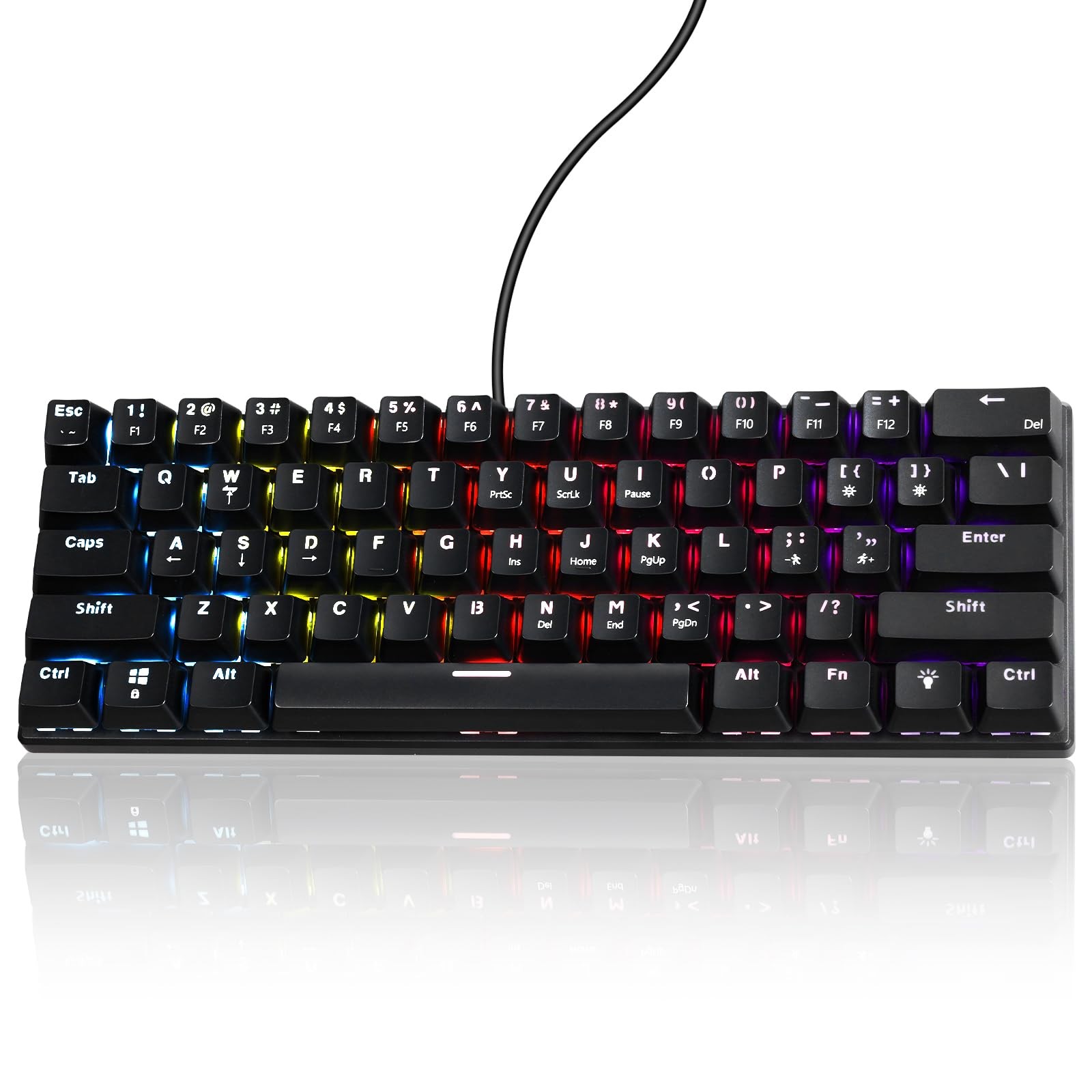 60% Wired Mechanical Gaming Keyboard RGB Backlit Anti-Ghosting Compact 61-Key...