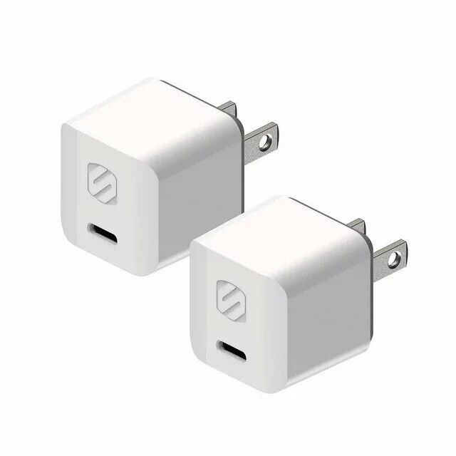 Scosche PowerVolt PD30 USB-C 30W Power Delivery Mini Fast Charger (Pack of 2),
