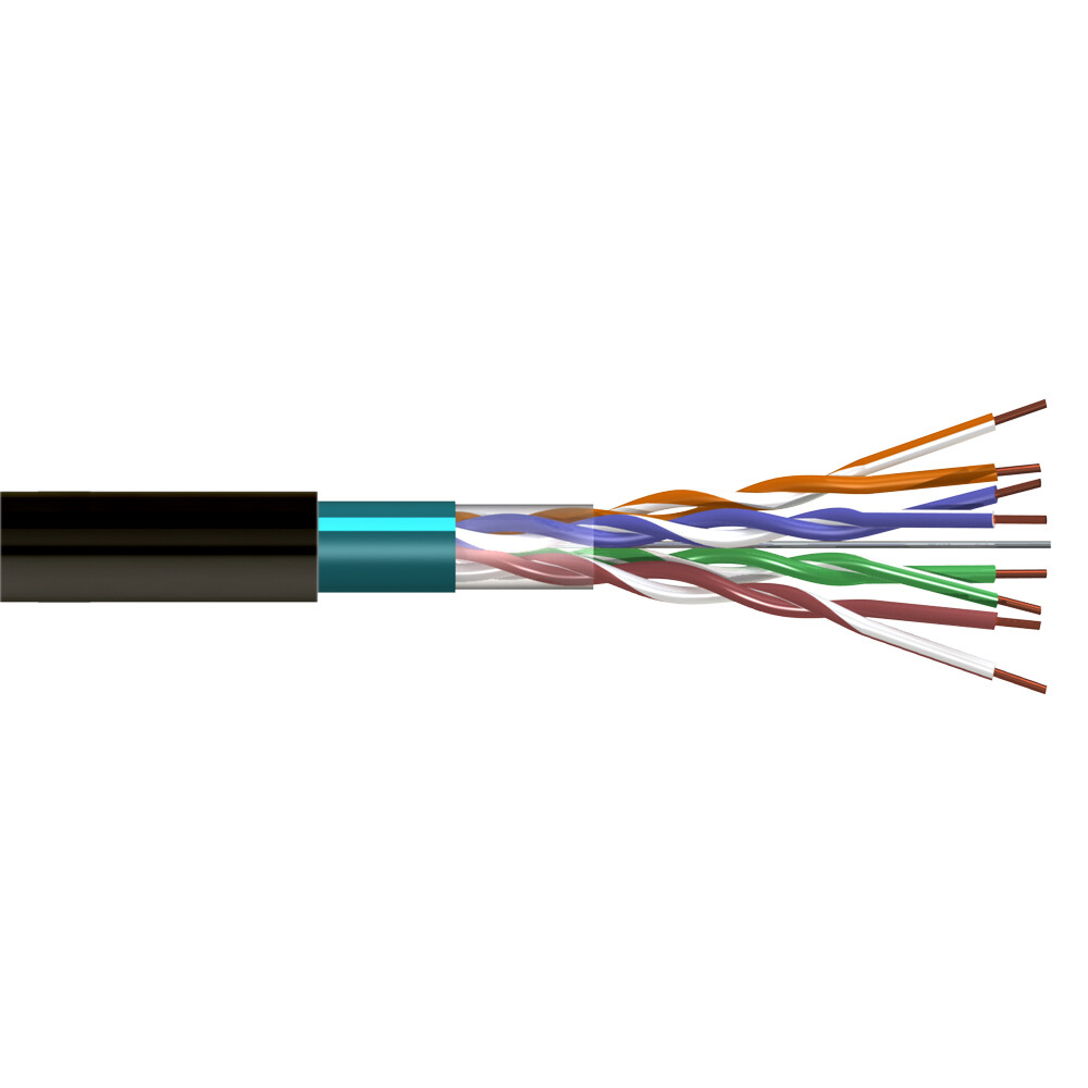 Tecatel 305m Coil CAT5 Outdoor FTP Cable Black CCA PE
