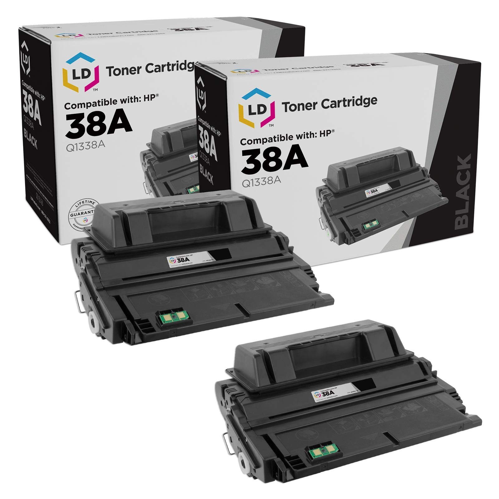 LD Compatible Replacements for HP 38A / Q1338A 2PK Black Toner Cartridges