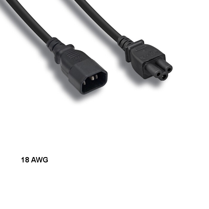 LOT 10pcs 3ft 18 AWG 3 Prong Power Cable IEC-60320 C14 to C5 10A/300V SJT Black