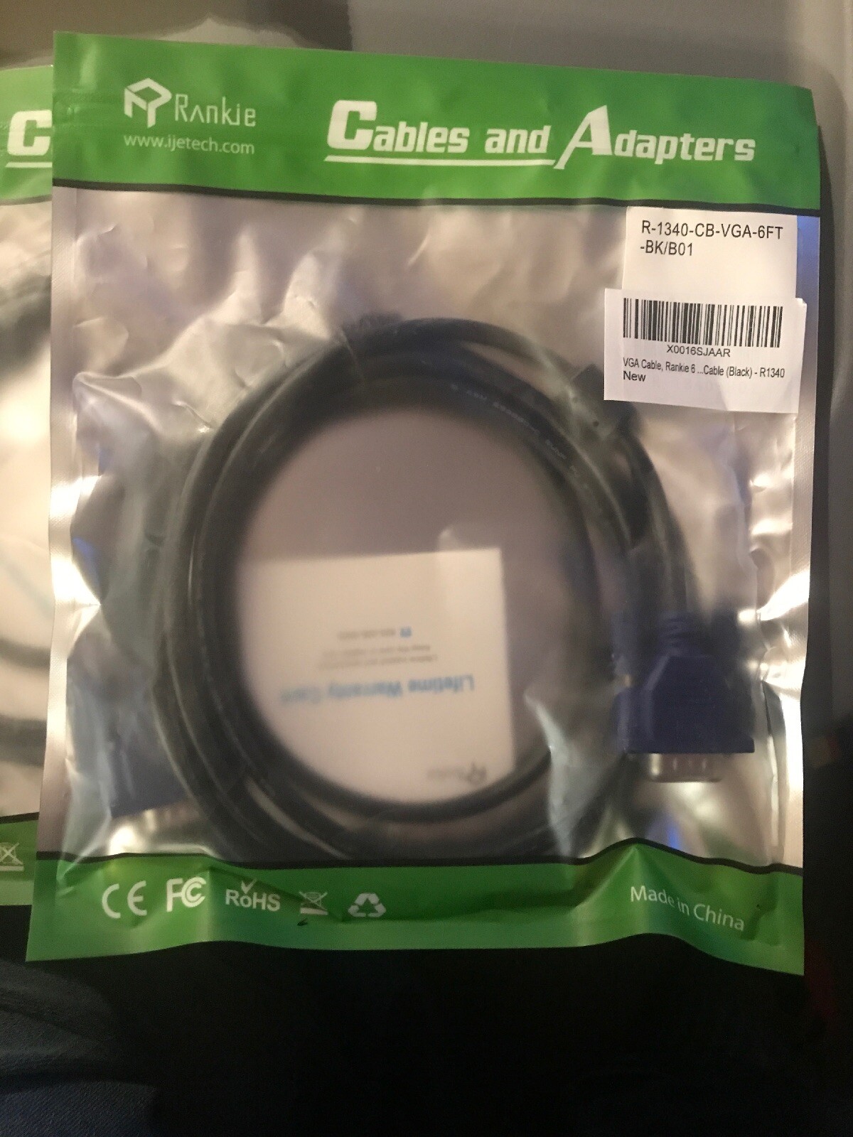 2 VGA Cables, Rankie 6 Feet VGA to VGA Monitor Cable (Black) - R1340