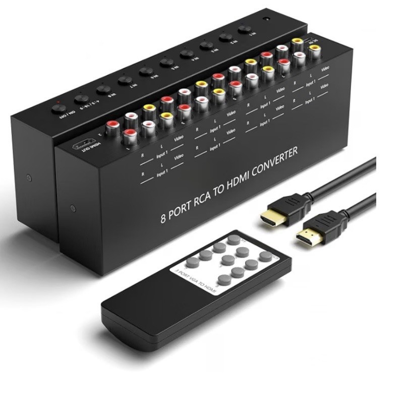 8 Port RCA to HDMI Converter 1080P AV Switch Sega Xbox PS1 PS2 N64 SNES