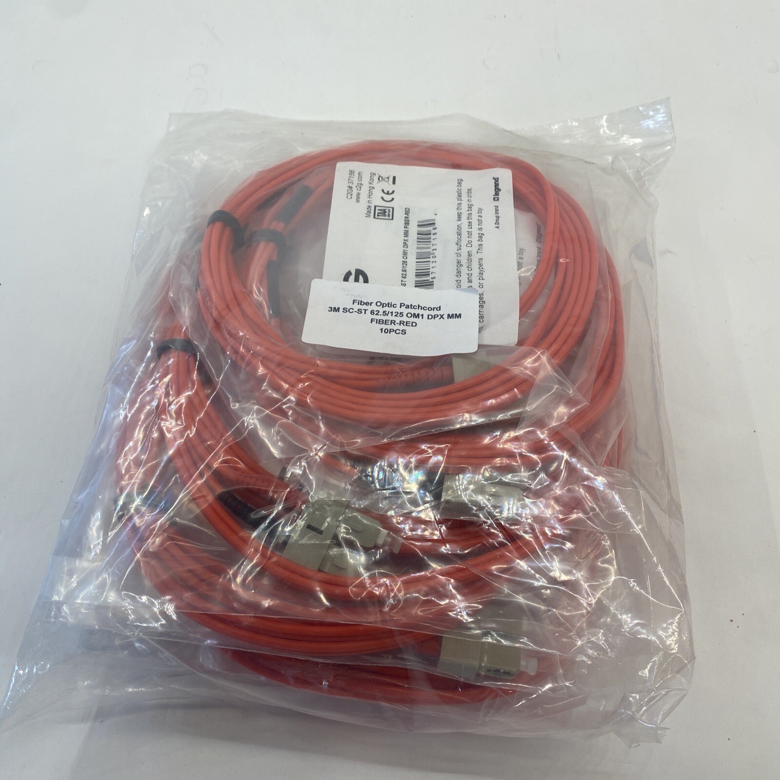 C2G 2M LC-SC 62.5/125 OM1 Duplex Multimode Fiber Optic Cable 37166 X10