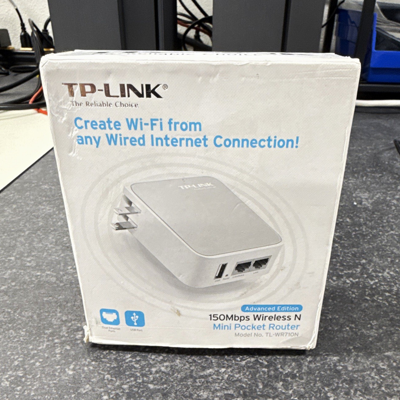 TP-LINK TL-WR710N 150Mbps Wireless N Mini Router, 2-Port, USB, White