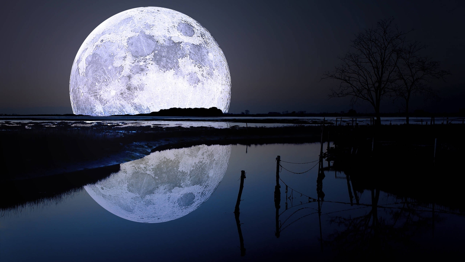 Landscape moon art night reflection moonlight Custom Gaming Mat Desk