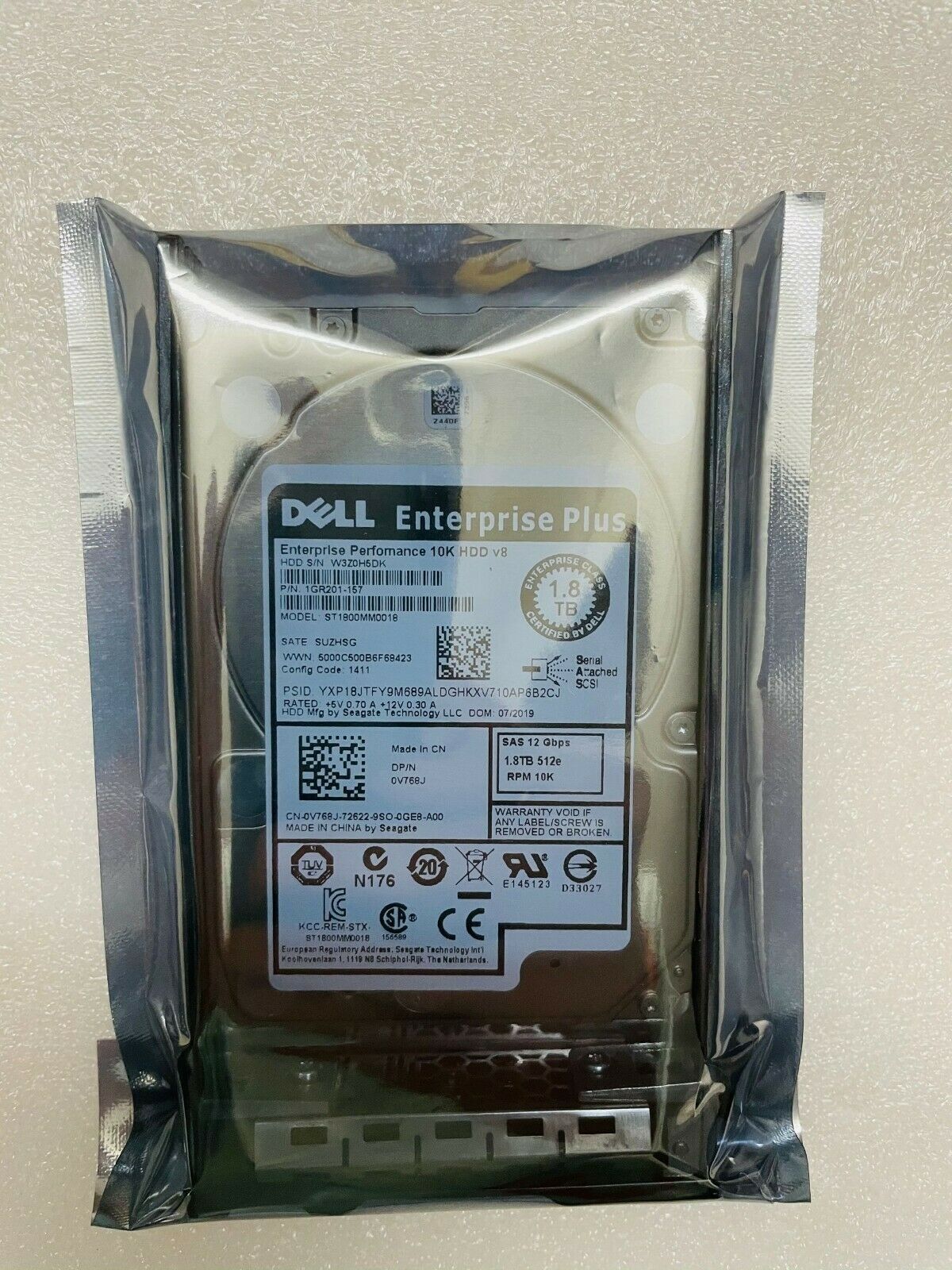 FOR Dell V768J 0V768J 1.8TB SAS 12Gb/s 10K 2.5"Enterprise Hard Drive W-Tray 512e