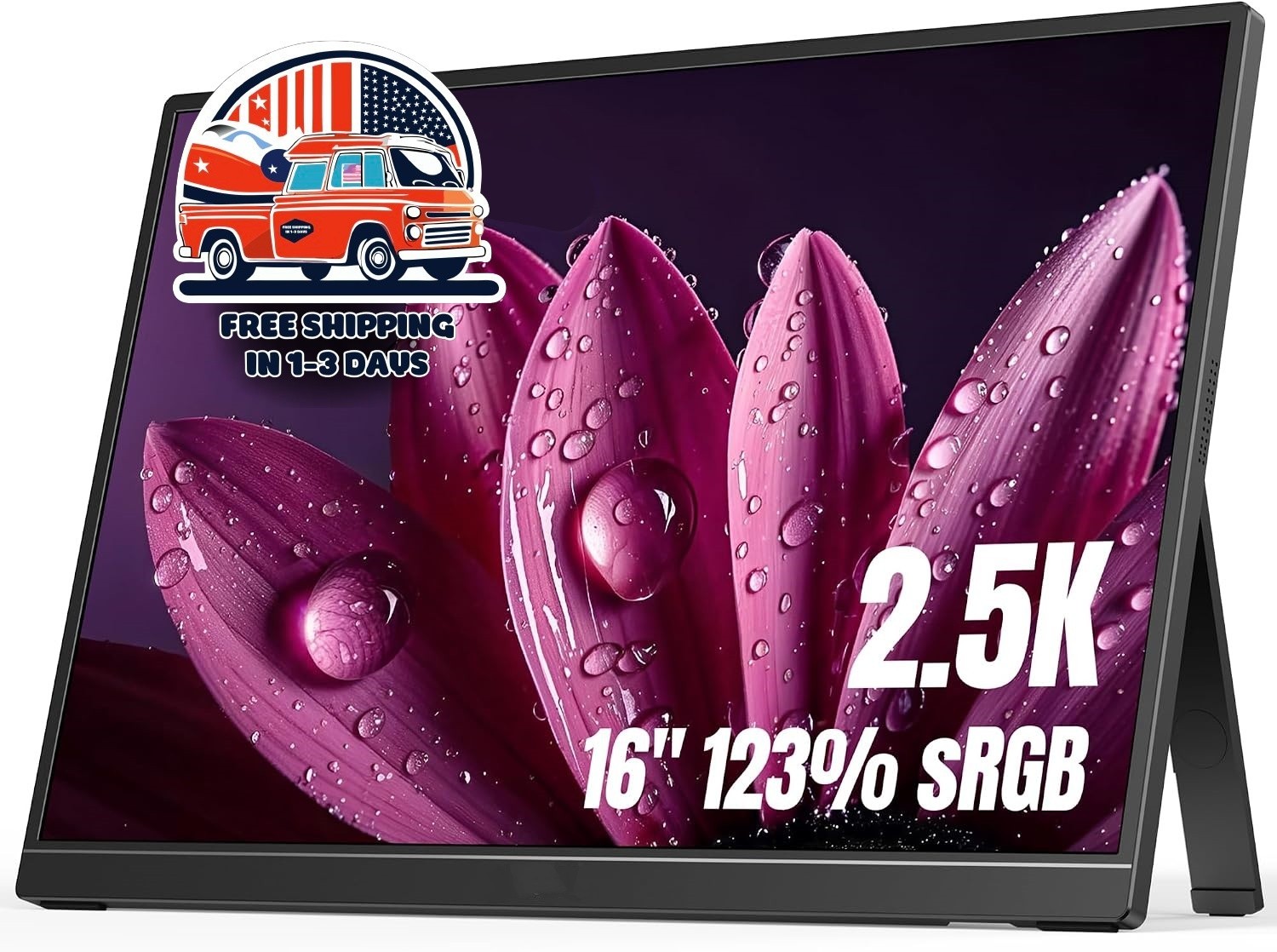 Monitor Portátil 16" 2.5K QHD IPS 123% SRGB USB-C HDMI Segunda Pantalla Soporte