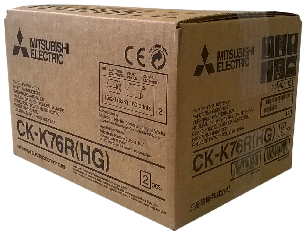 Mitsubishi K60 4x6/6x8 High Grade Print Kit (CK-K76R), 2 rolls of paper & ribbon