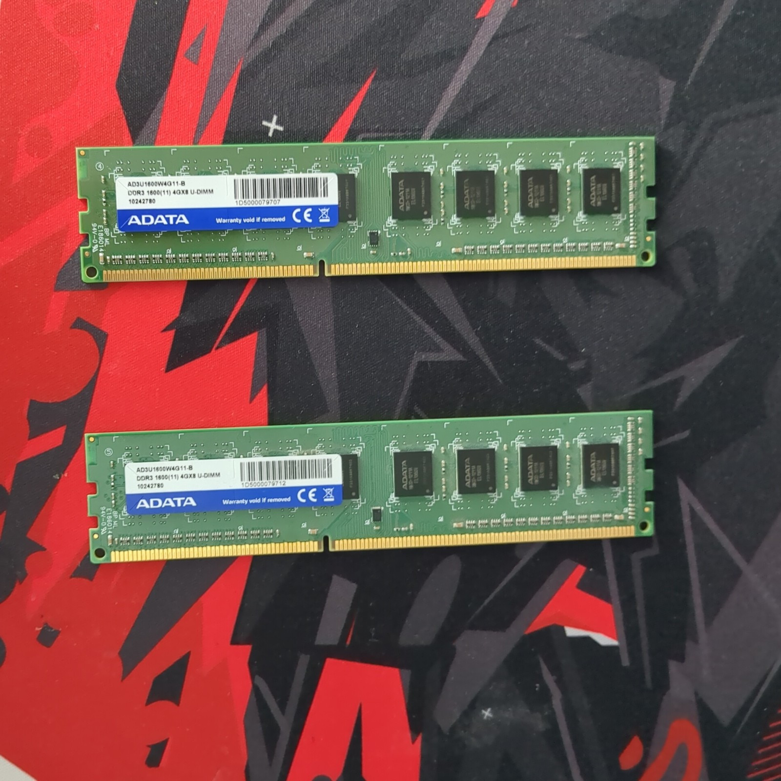 ADATA 8GB Kit (2x4GB) DDR3 1600 MHz PC3-12800 DIMM RAM 240 Pin AD3U1600W4G11-B
