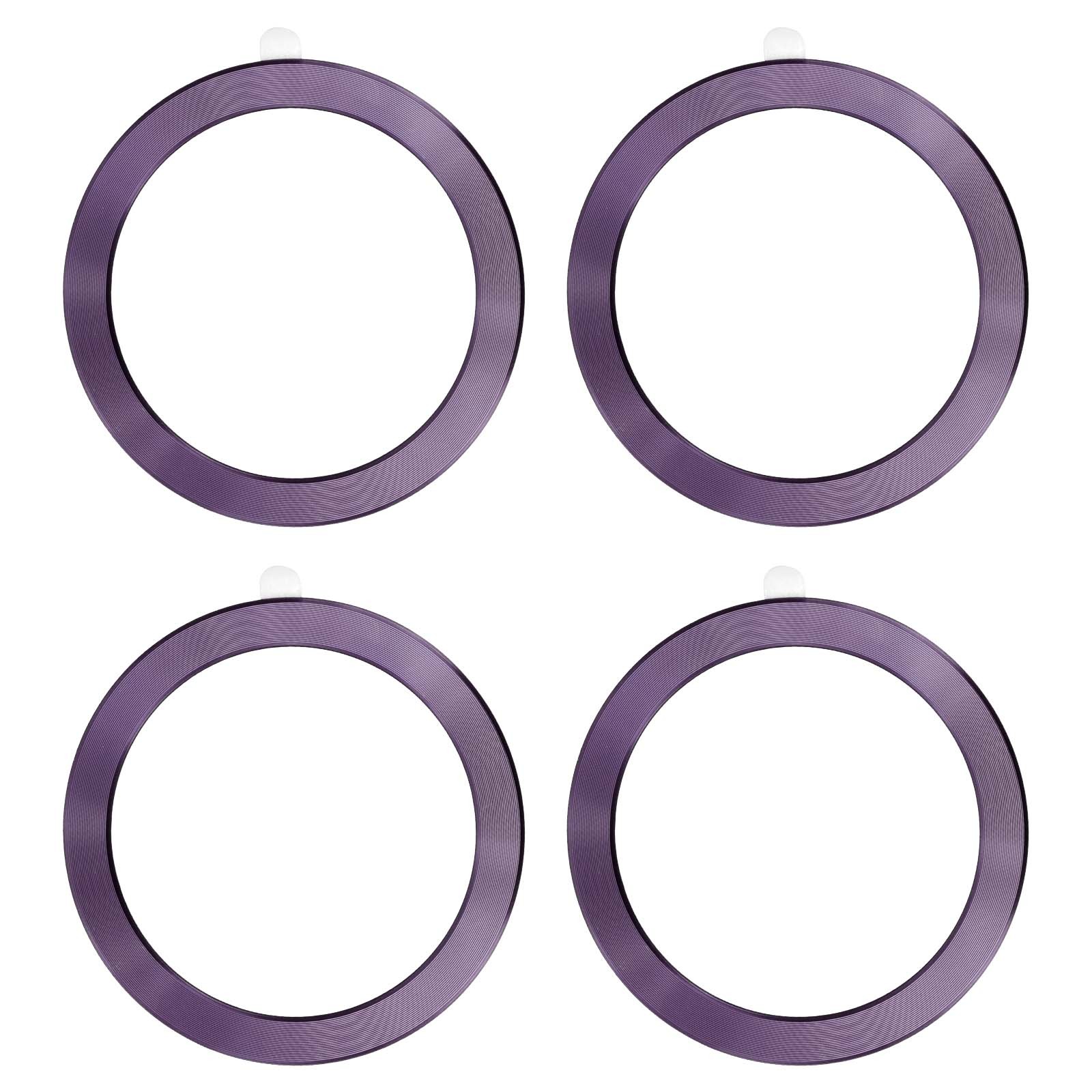 Universal CD Stripe Magnetic Adapter Ring, 4 Pcs Sticker Ring, Dark Purple