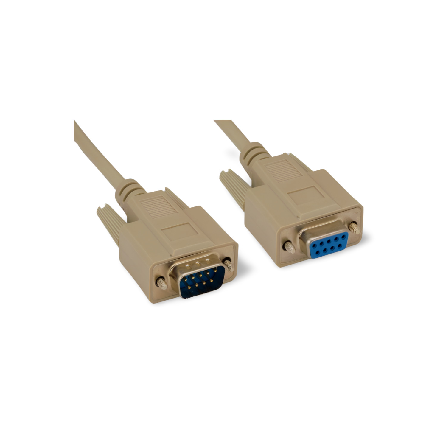 50ft DB9 Male to DB9 Female Serial Cable Extension - Beige