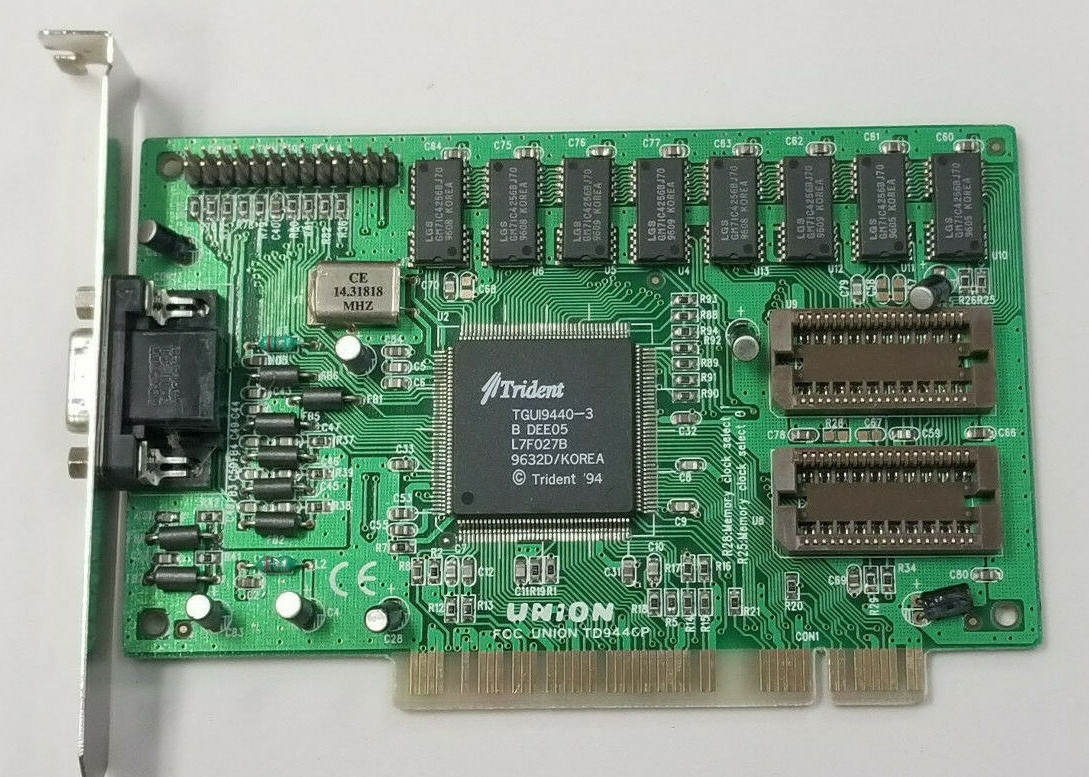 Trident TGUI 9440 PCI 1MB VGA Video Card for DOS Retro Gaming used working #D26