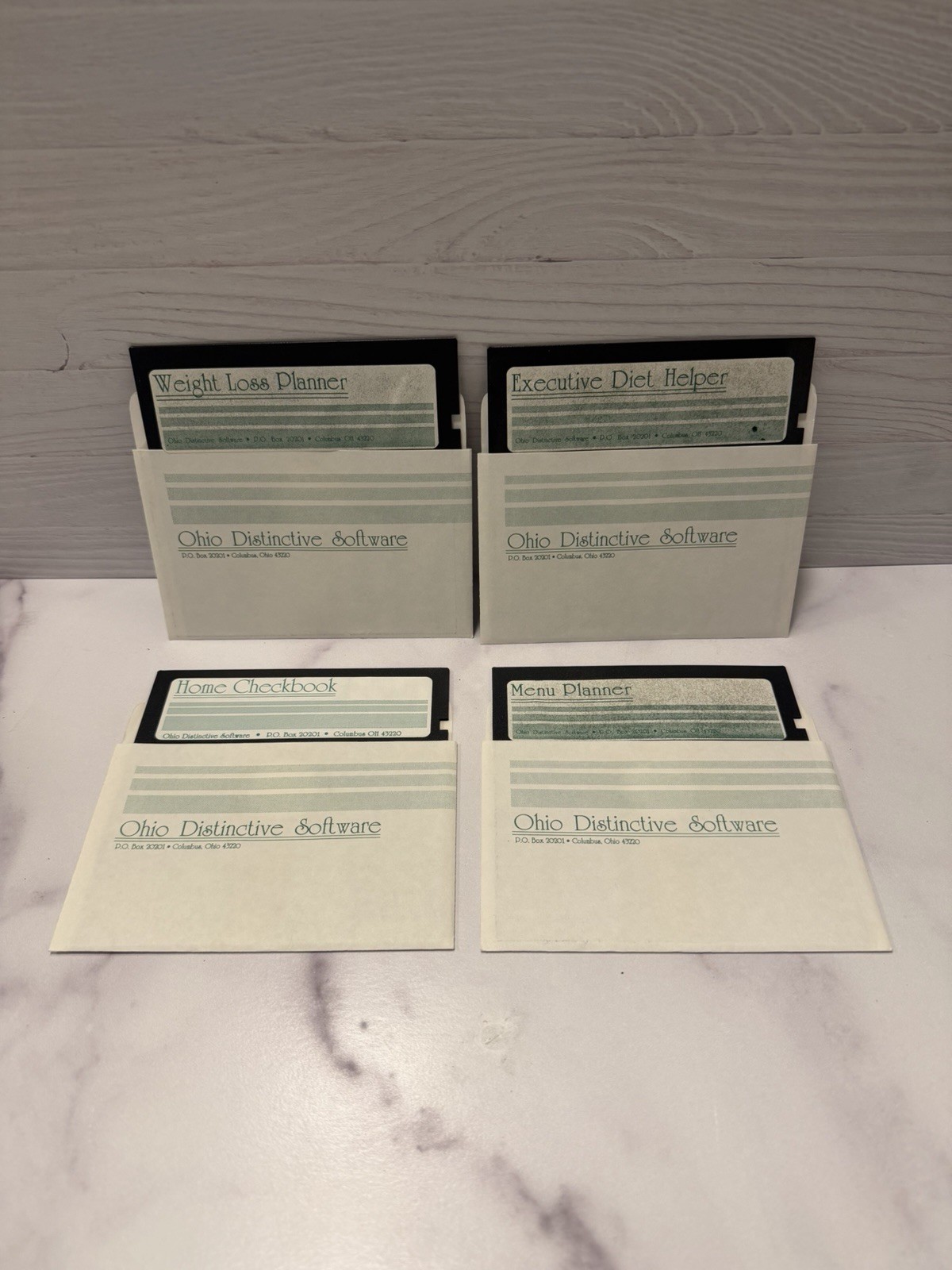 VTG Ohio Distinctive Software 5.25 Floppy Disk Lot Diet Menu Checkbook IBM PC
