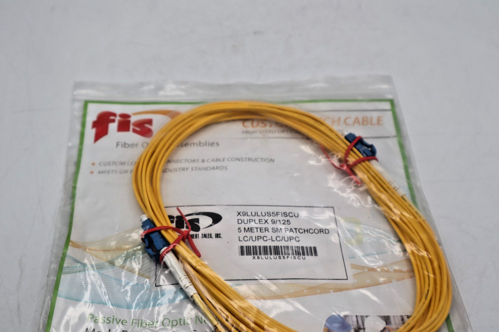 Fiber Optic Patchcord Duplex 5M LC/UPC–LC/UPC FIS 9/125 Singlemode New in Bag