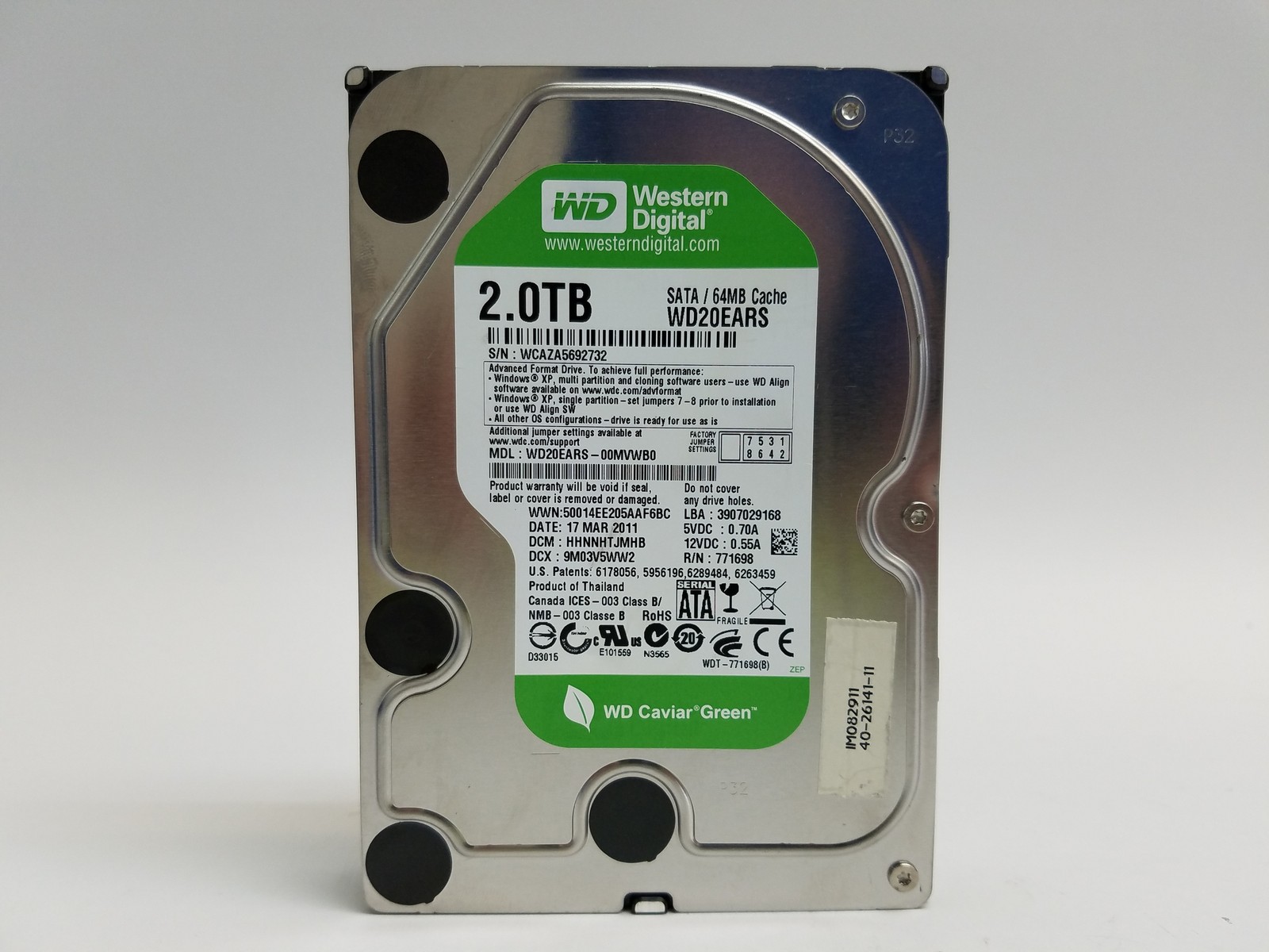 Western Digital Caviar Green WD20EARS 2TB 3.5" SATA II Hard Drive