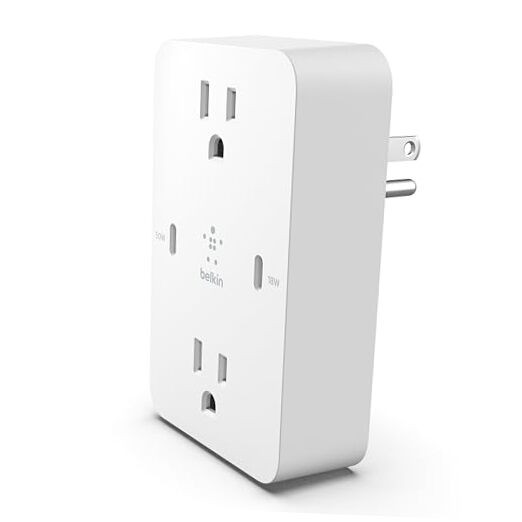  Multi-Outlet Extender, Fast Charging USB-C Plug Adapter - Safe Charge Mount