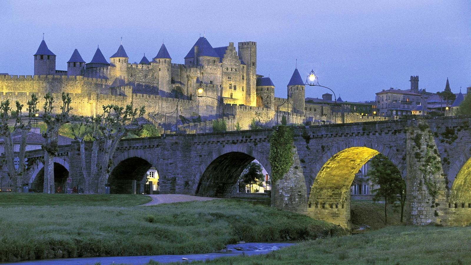 Landscape architecture castle carcassone france Custom Gaming Mat Desk