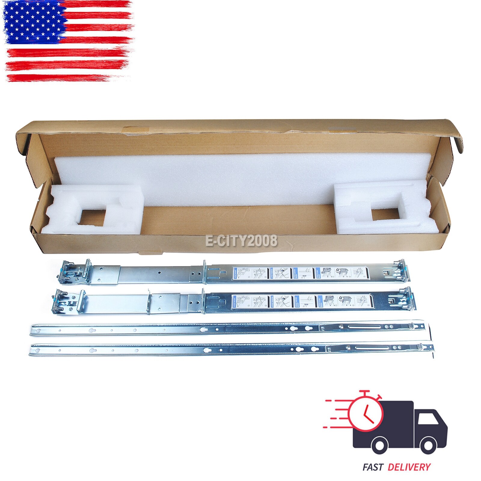 Dell R320 R420 R430 R440 R640 R630 R620 R740 1U Static Ready Rail Kit 053D7M