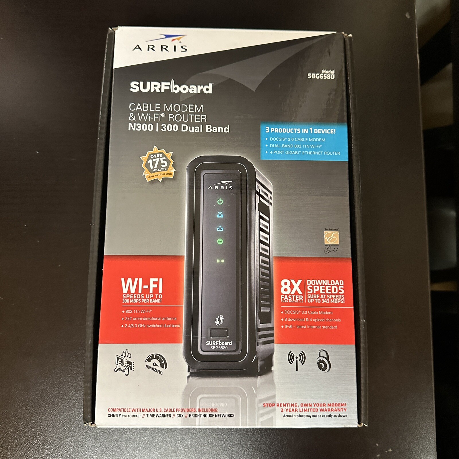 Arris SURFboard Cable Modem & Wifi Router Model SBG6580 N300 Motorola