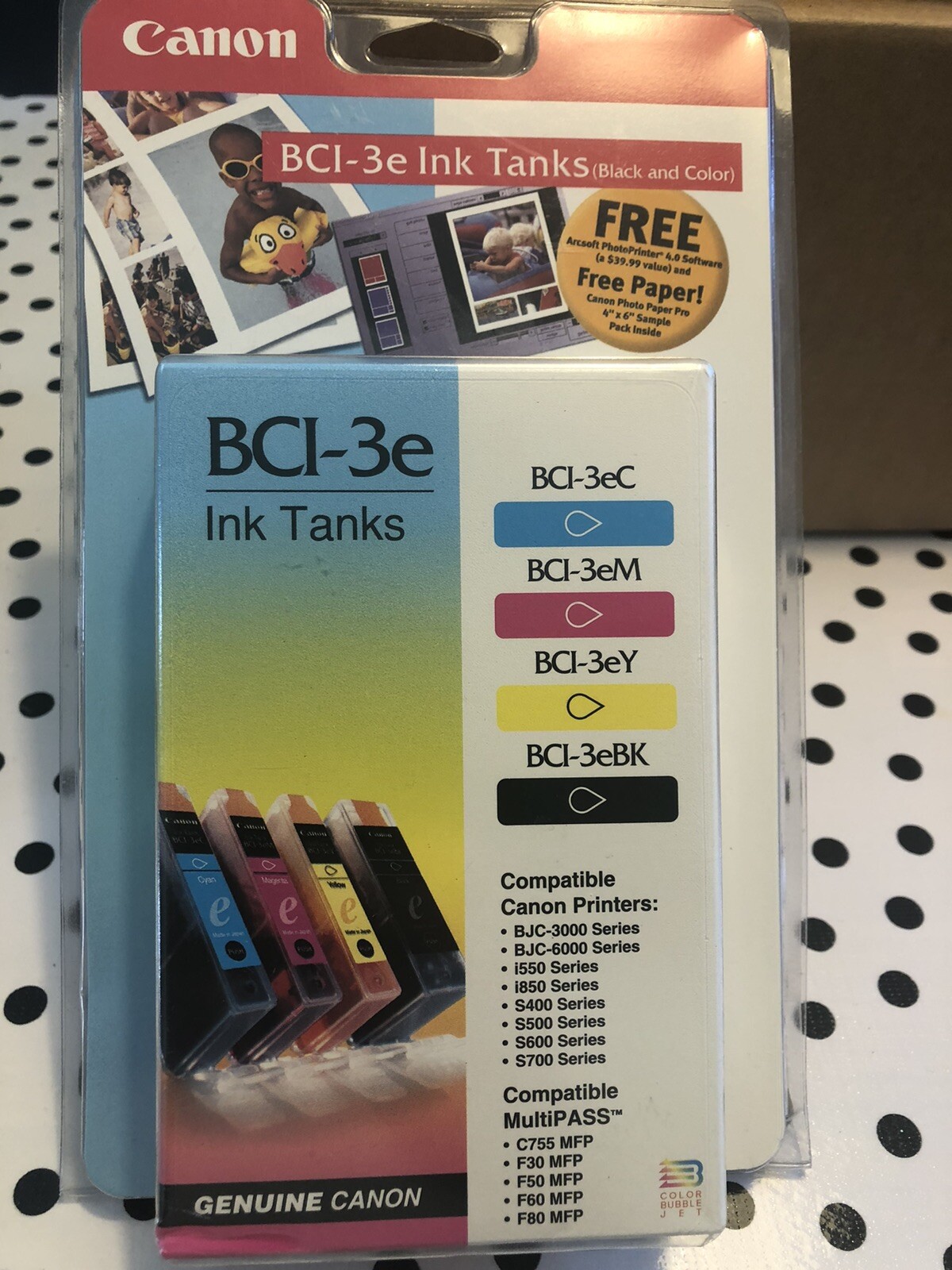 Canon Genuine OEM BCI-3e Multi-Pack B/C/M/Y Four Ink Cartridges Ink Tanks NIB