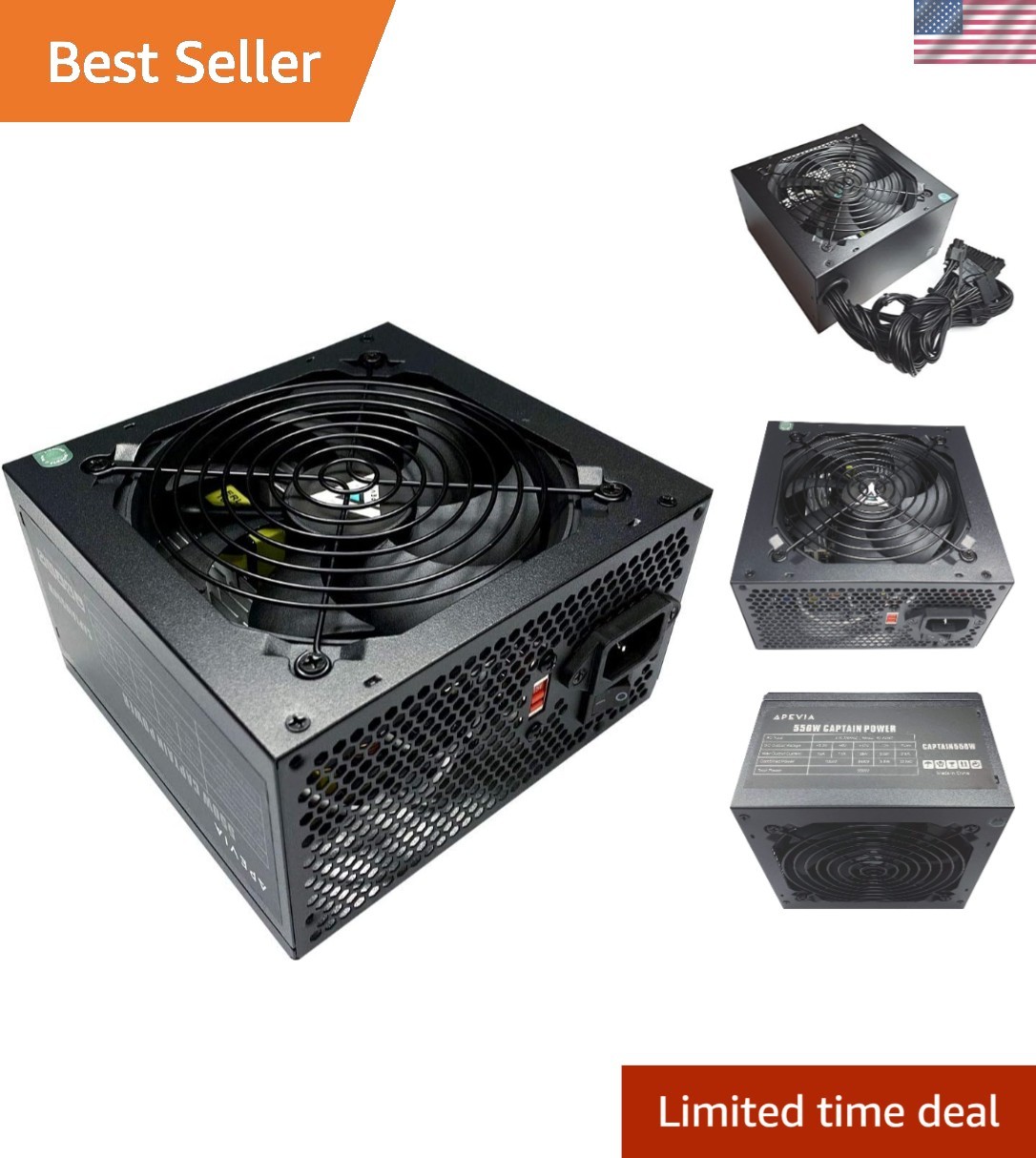 Efficient 550W ATX Power Supply with Advanced Cooling and Protection Features