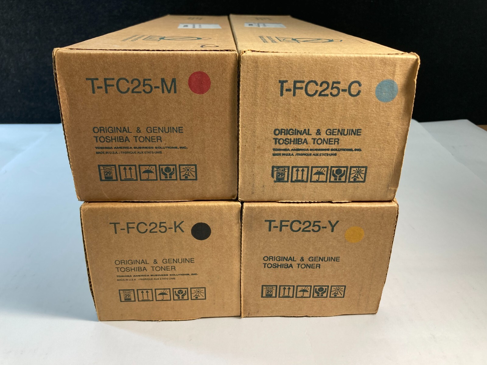 LOT OF 4 GENUINE TOSHIBA T-FC25-K/T-FC25-C/T-FC25-Y/T-FC25-M (E-STUDIO 2040C)
