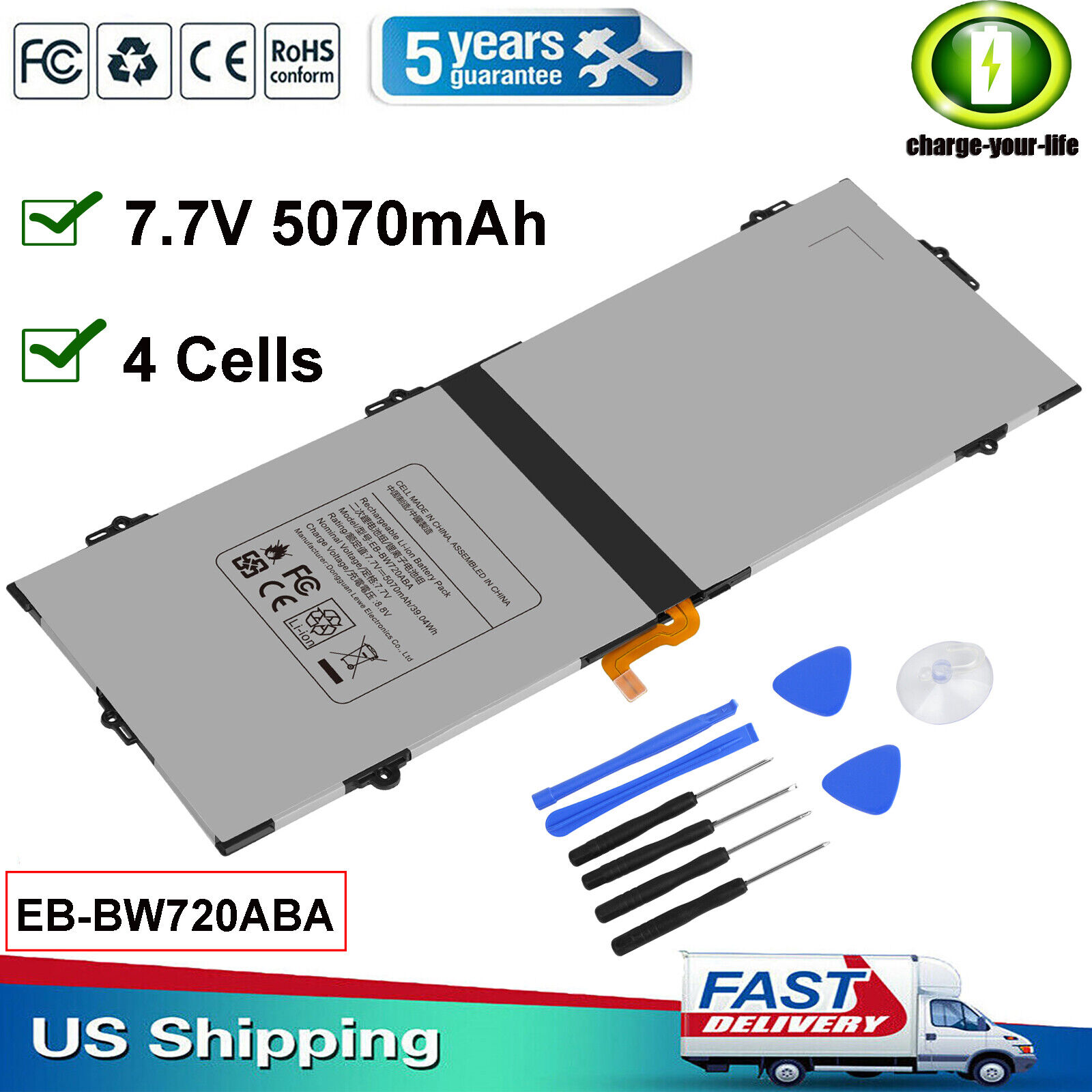 EB-BW720ABA Battery For Samsung Chromebook Plus V2 XE521QAB XE520QAB 5070mAh