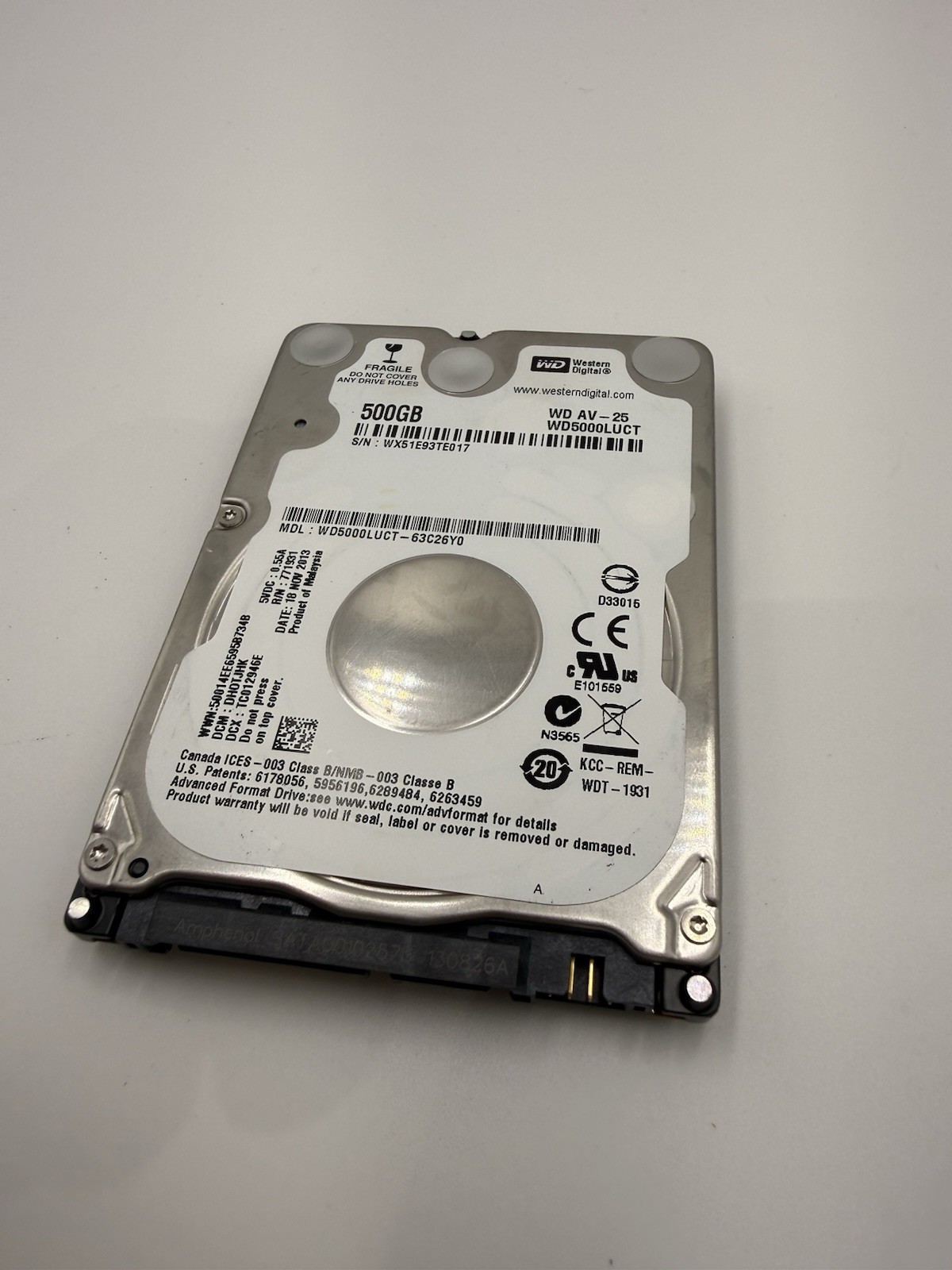 Western Digital AV-25 500GB WD5000LUCT 5400RPM 16MB 2.5" Notebook HDD Hard Drive