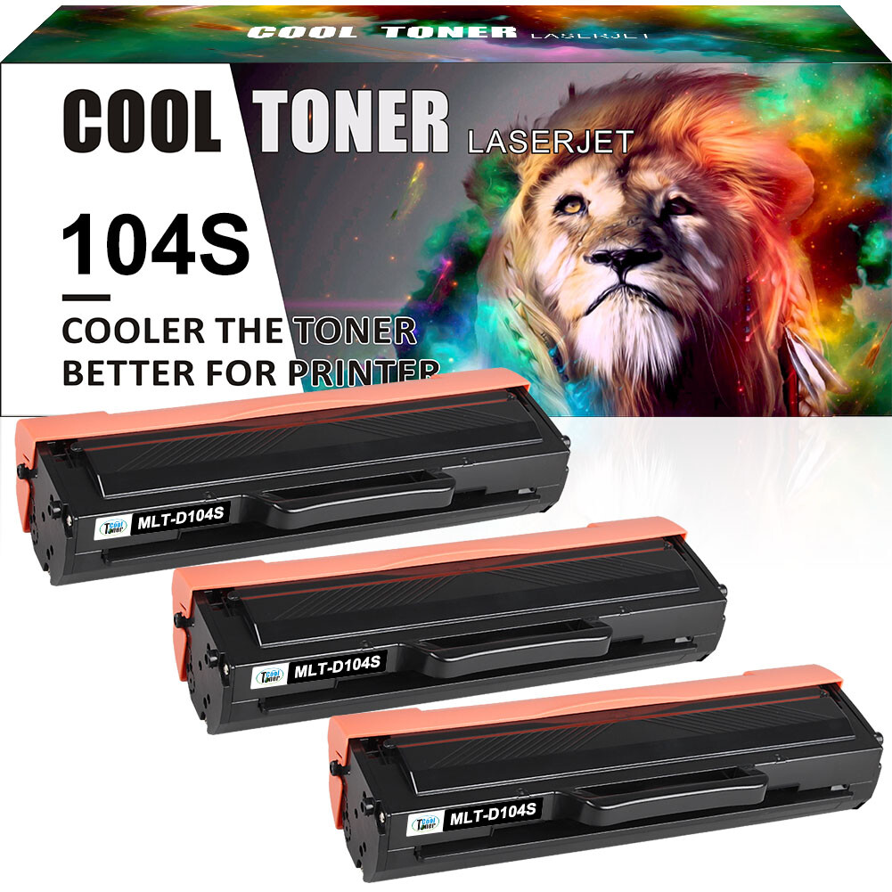 3 Pack MLT-D104S Toner Cartridge Compatible With Samsung ML-1865W 1165 SCX-3205W
