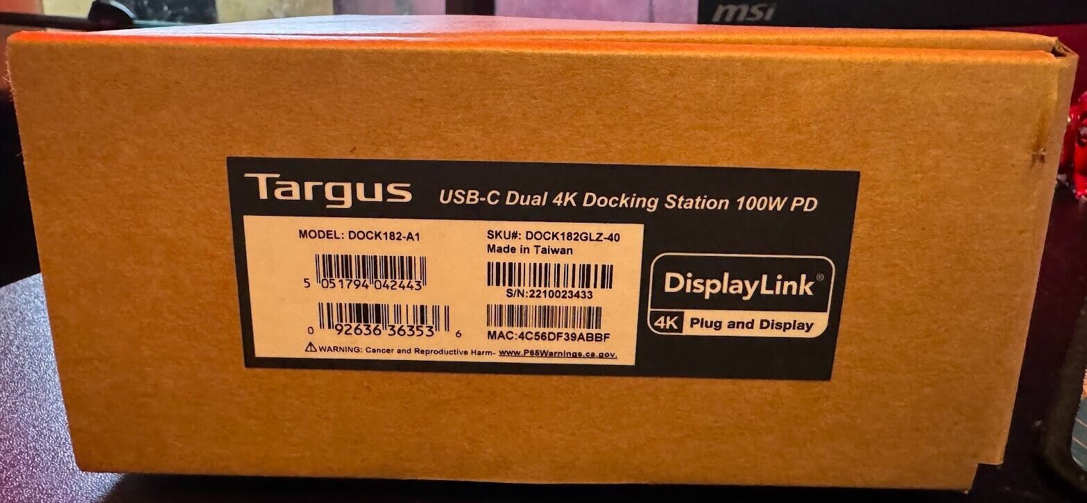 OPEN BOX - Targus DOCK182-A1 USB-C Universal Docking Station