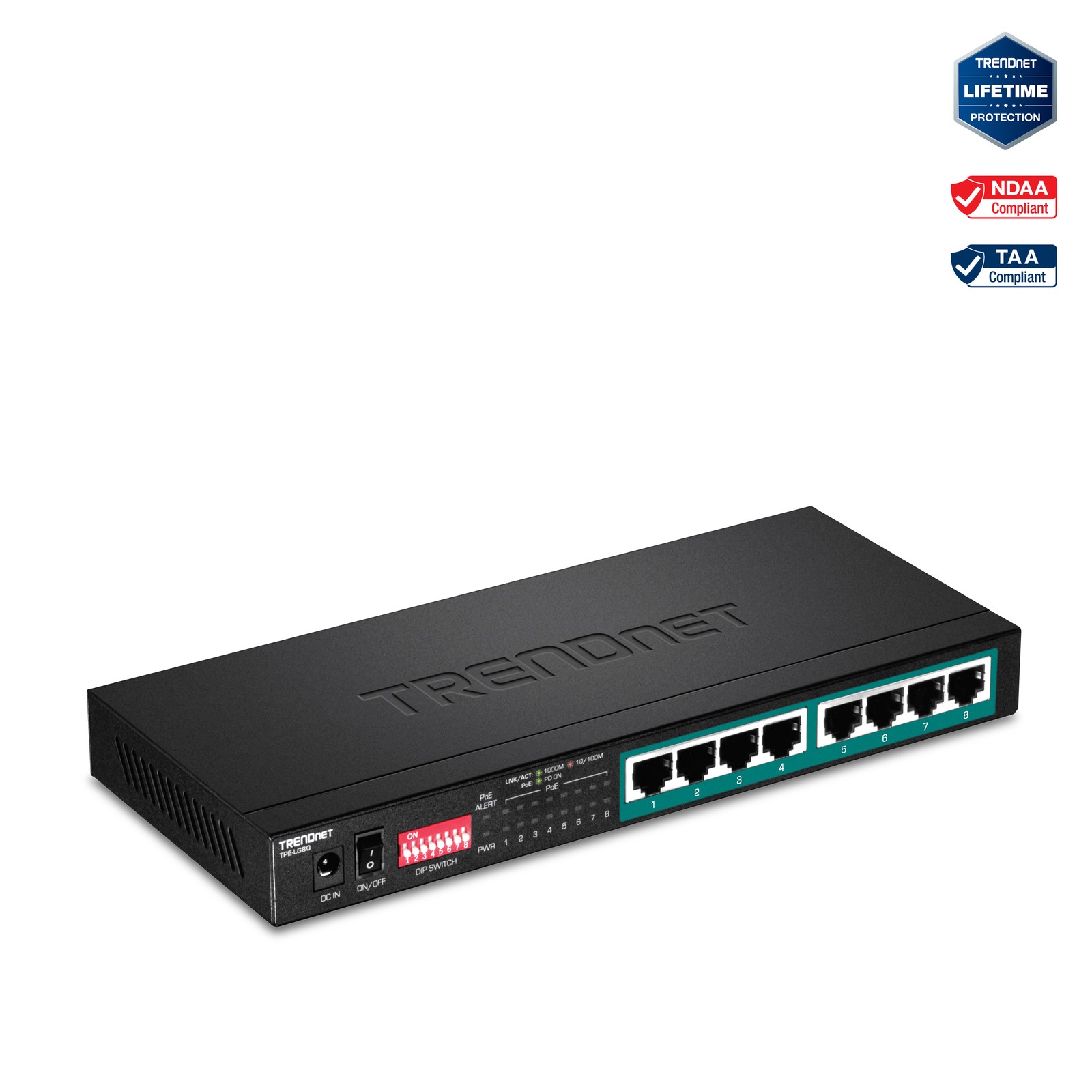 TRENDnet TPE-LG80 8-Port Gigabit Long Range PoE+ Switch