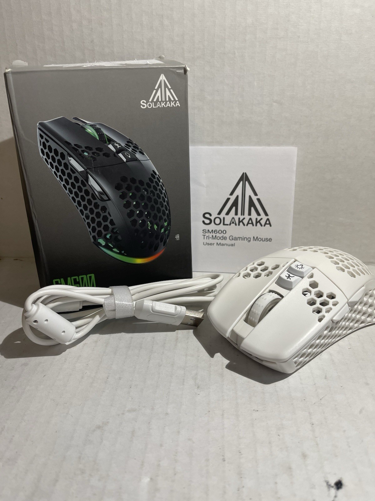 MOUSE Solakaka SM600 WHITE Dual Mode Wireless Bluetooth Gaming Mouse Open Box