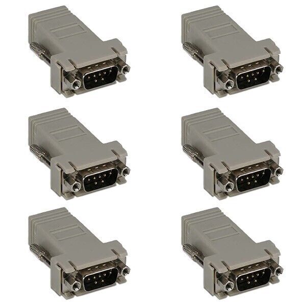 6x DB9 9 Pin RS232 Serial Port Male to RJ45 Network Adapter Modular Preassembled