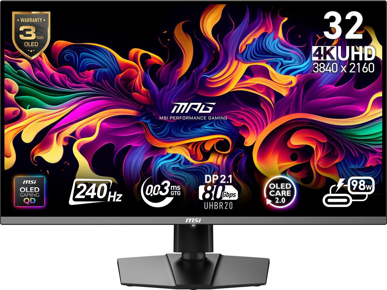 MSI 32" (31.5" Viewable) 240 Hz QD-OLED UHD Gaming Monitor FreeSync (AMD Adaptiv