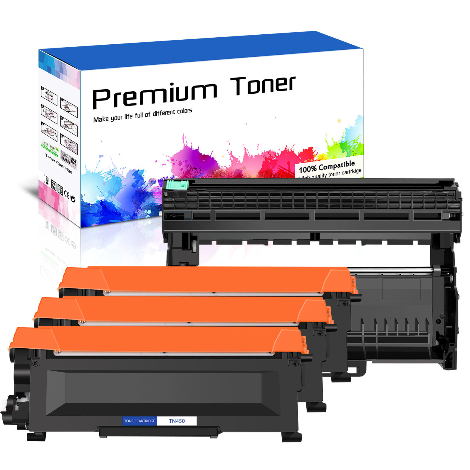 3PK TN450+1PK DR420 Toner Cartridge Compatible with Brother DCP-7060D DCP-7065DN